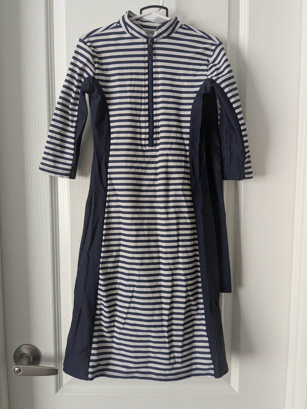 Girls Navy and White Striped Swim Dress 7-8